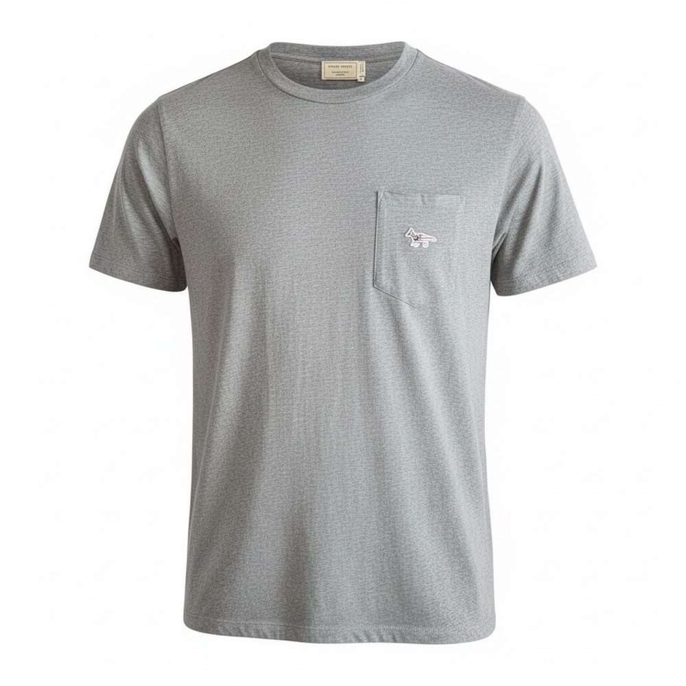 Maison Kitsuné Gray Pocket Tee with Fox Logo – Size M